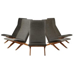 Set of Five Easy Chairs Designed by Bodil Kjaer for Harbo Sølvsten, Denmark