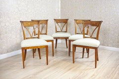 Elm Chairs in White Upholstery, Early 20th Century - Set of 5