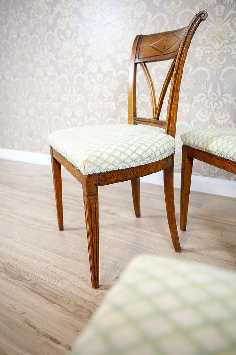 Set of Five Elm Chairs from the Early 20th Century in White Upholstery For Sale 4