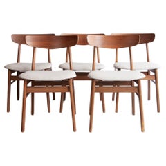 Vintage Set of Five Farstrup Dining Chairs, Mid 20th Century, Danish