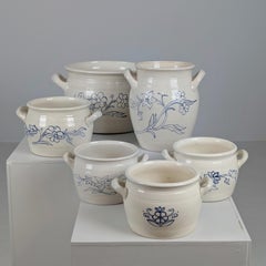Set of Five Finnish Ceramic Butter Jars "Voipytty", Arabia Early 20th Century