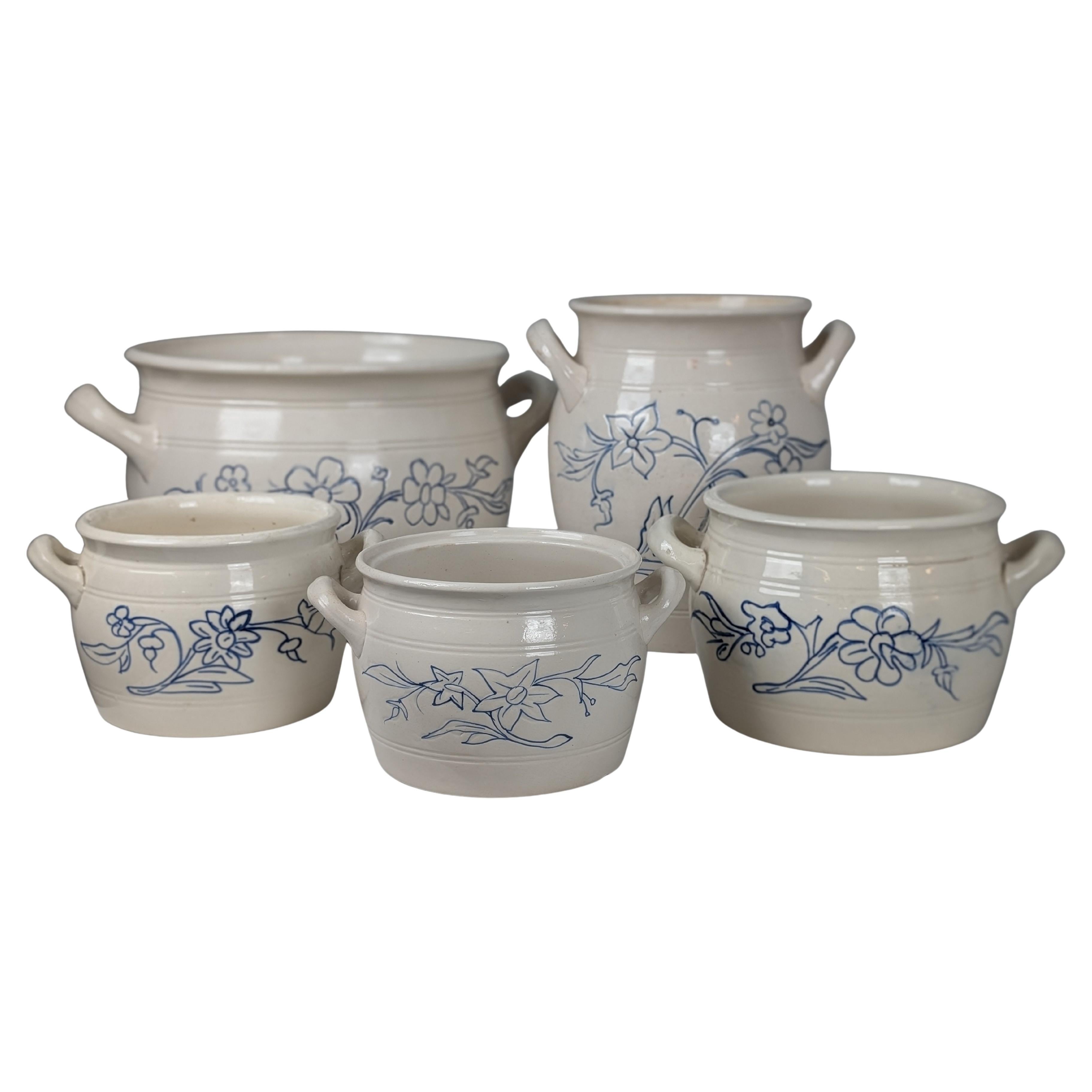 Set of Five Finnish Ceramic Butter Jars "Voipytty", Arabia Early 20th Century im Angebot