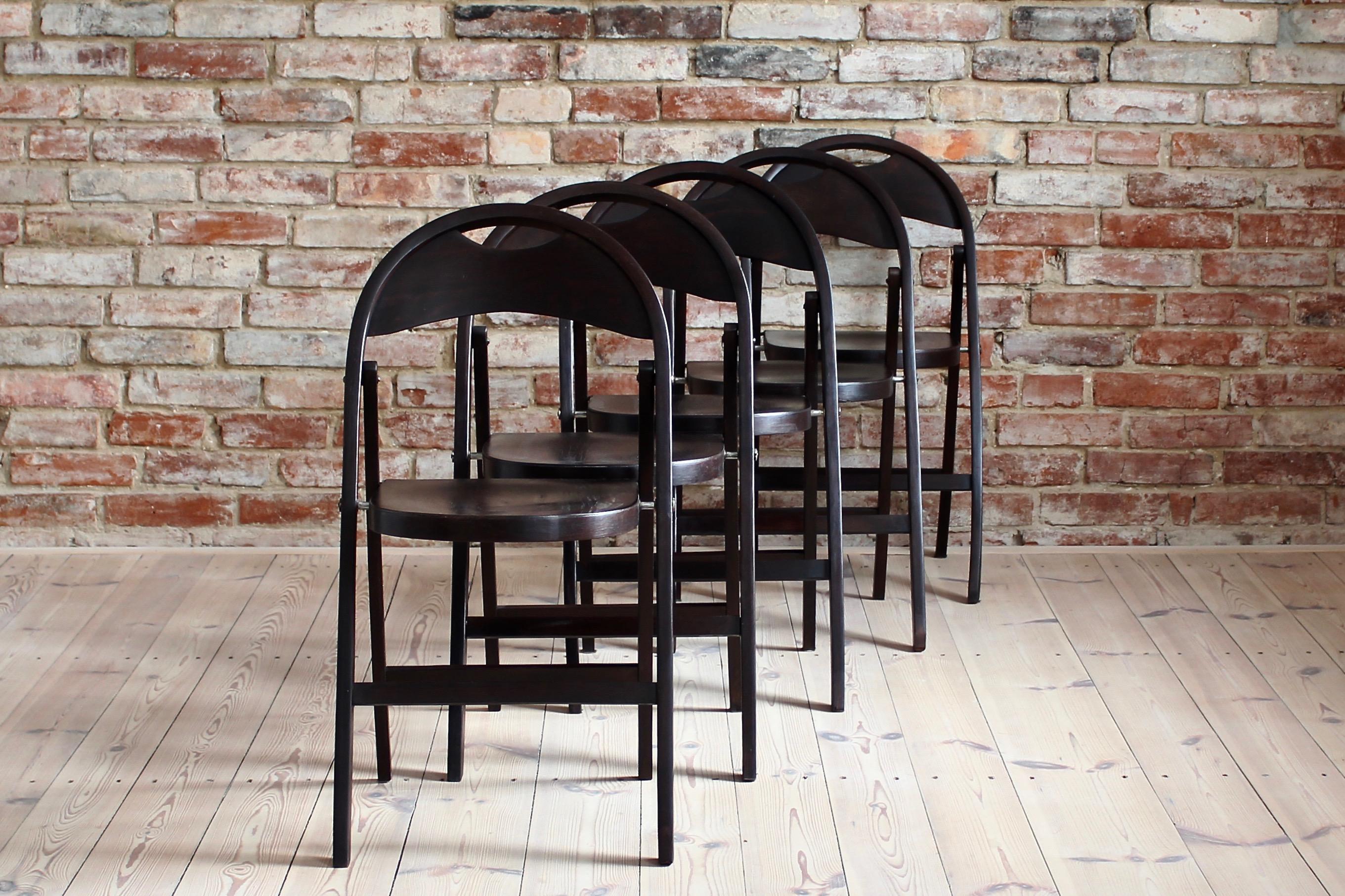 Wood Set of Five Folding Bauhaus Chairs, Model B 751, Thonet