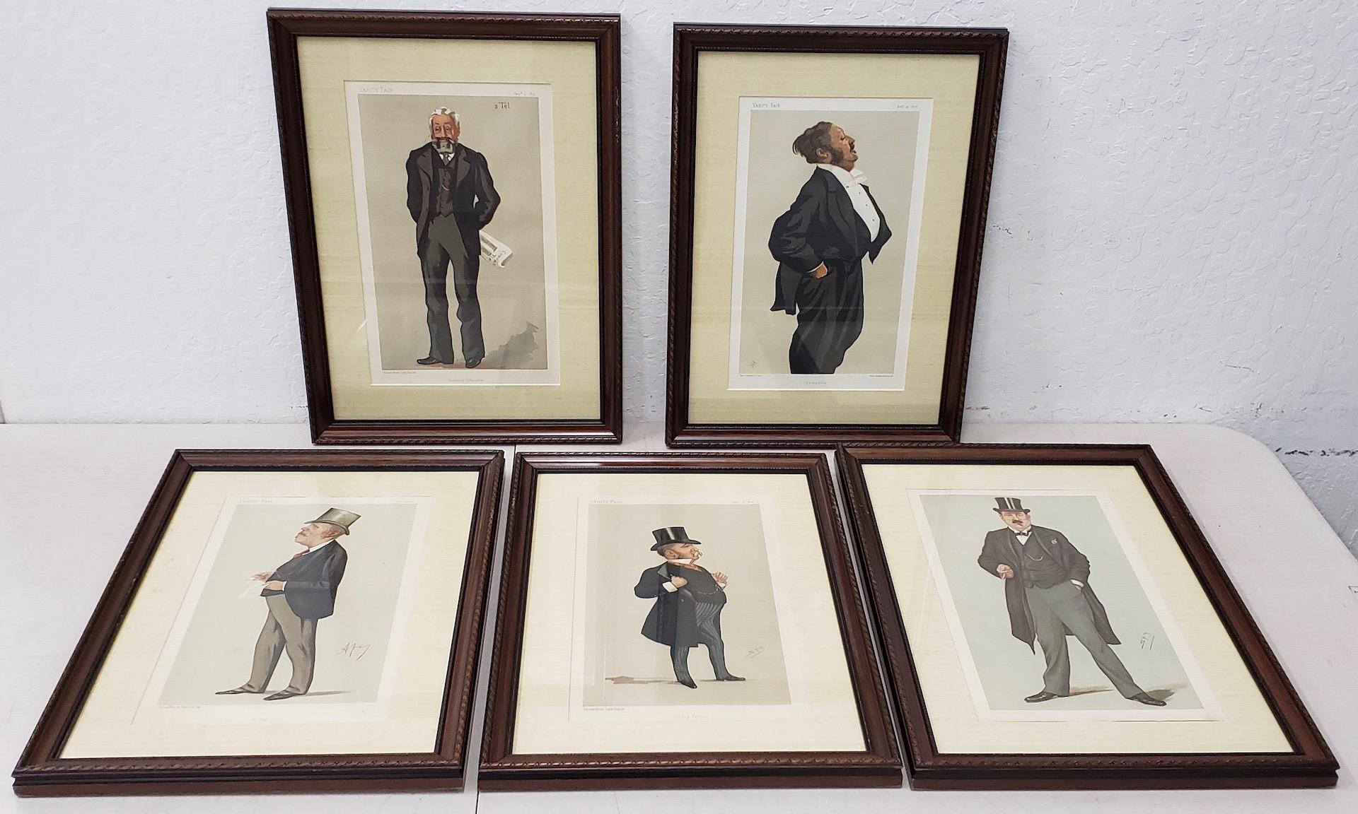 Set of five framed 19th century Vanity Fair 