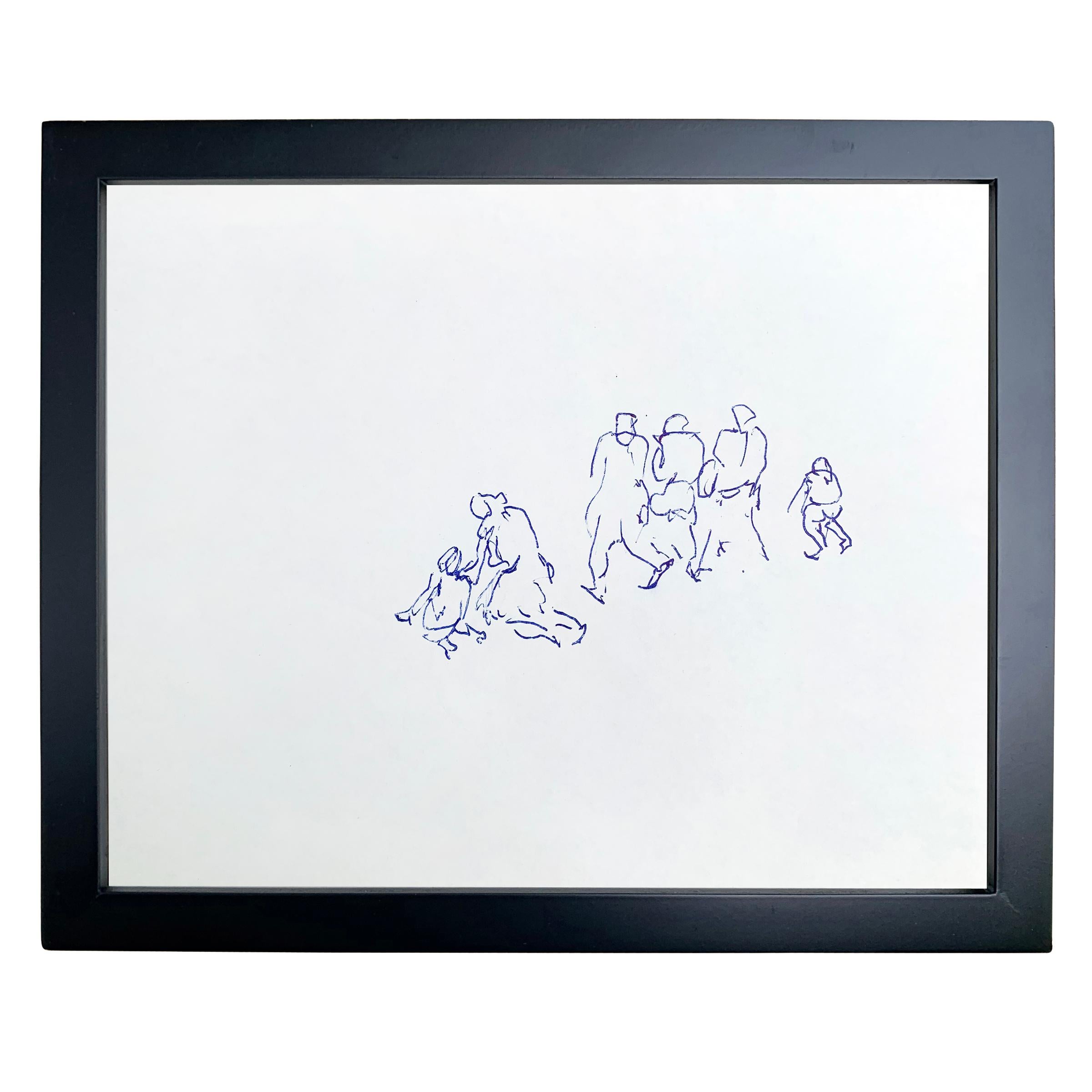 A wonderful set of five framed gestural figure drawings by Paul Chidlaw (1900-1989) depicting groups of people drawn in blue ink on paper.

Paul Chidlaw was an early proponent of abstract expressionism and had a long and distinguished career in