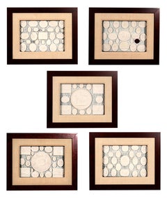 Antique Set Of Five Framed Italian Intaglios