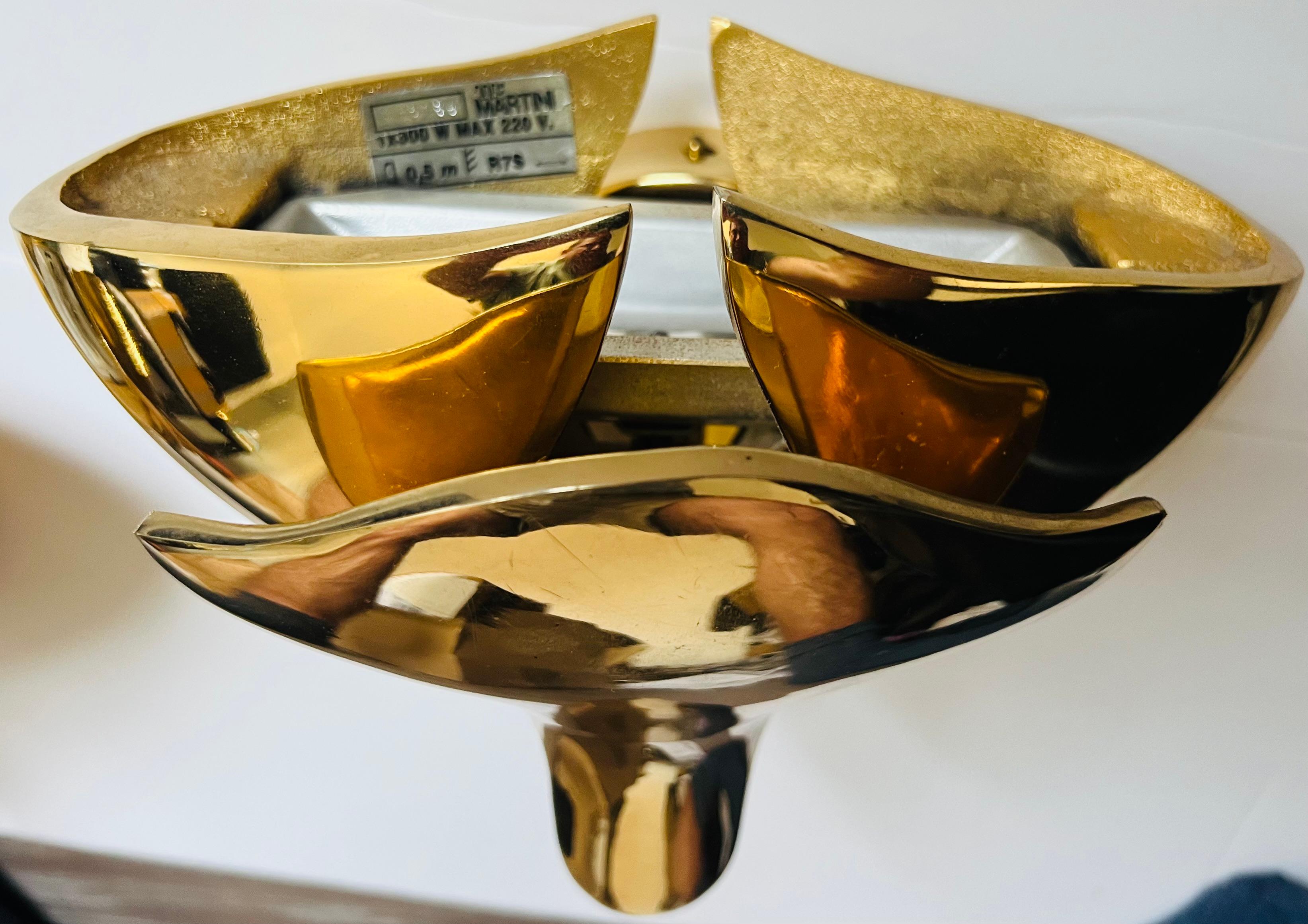 Set von fünf italienischen Wandleuchten aus polierter Bronze von Fratelli Martini aus dem Jahr 1980 im Angebot 3