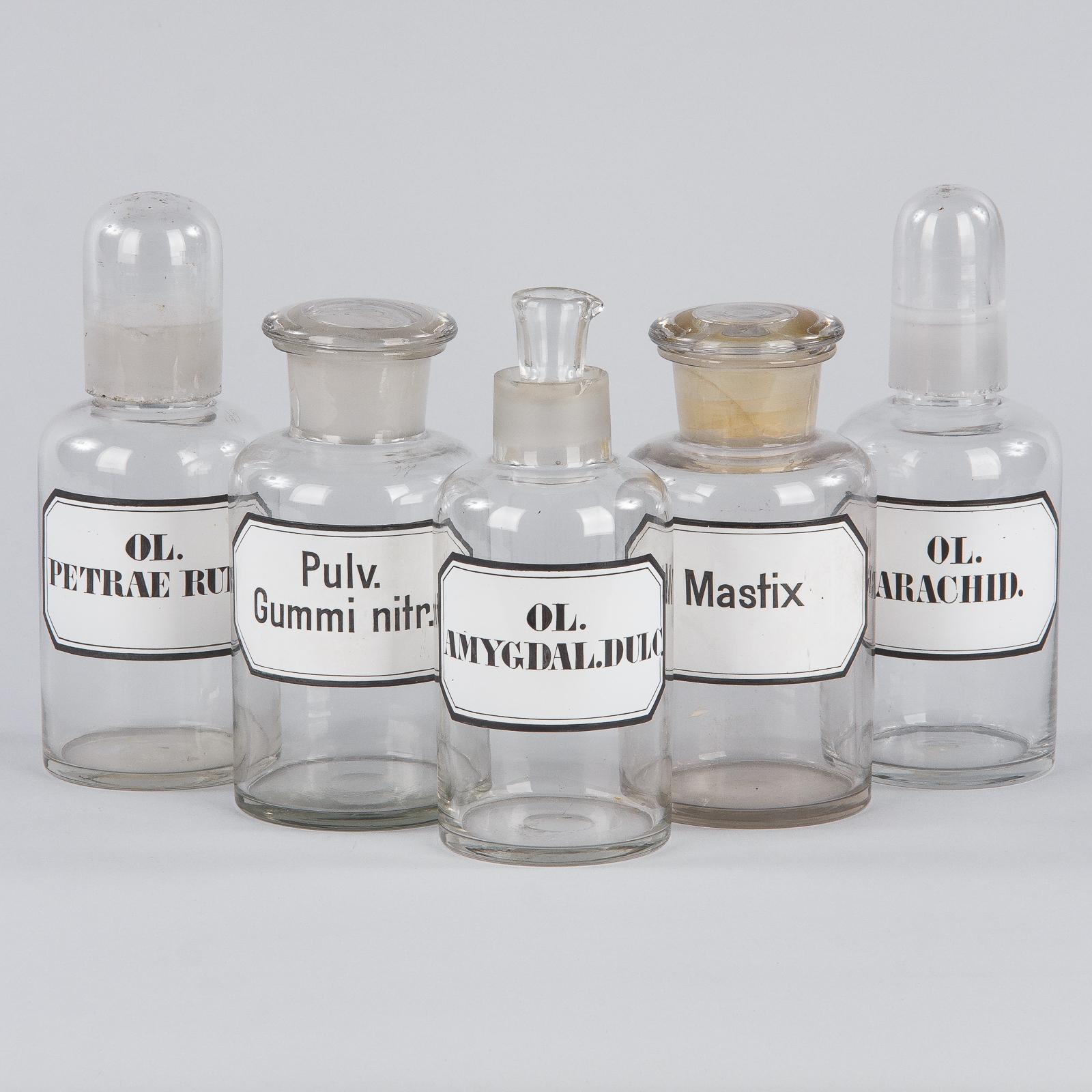 French Glass Pharmacy Bottles, Early 1900s 8