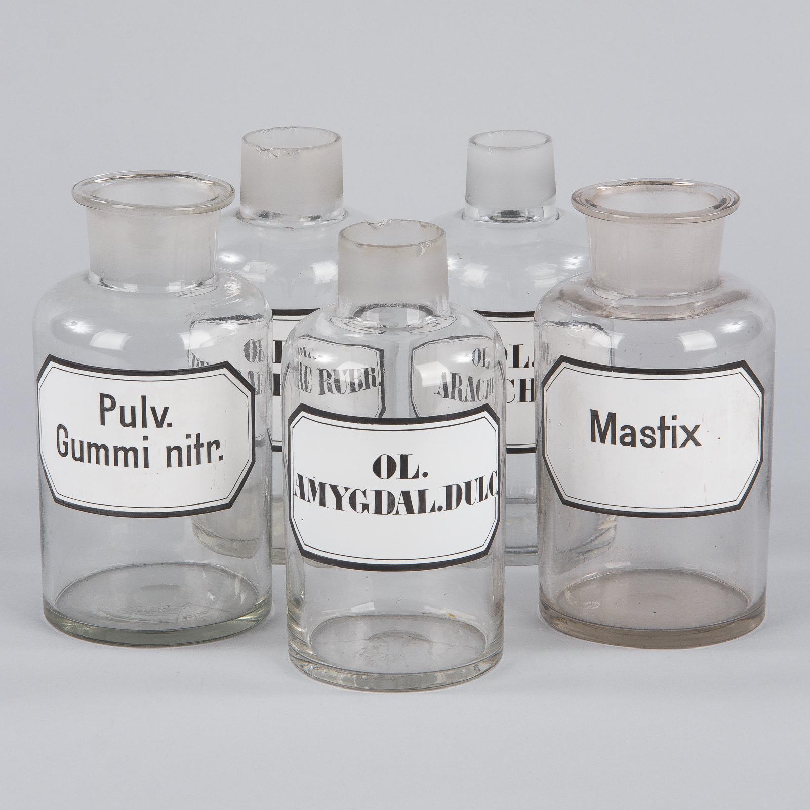 French Glass Pharmacy Bottles, Early 1900s 1
