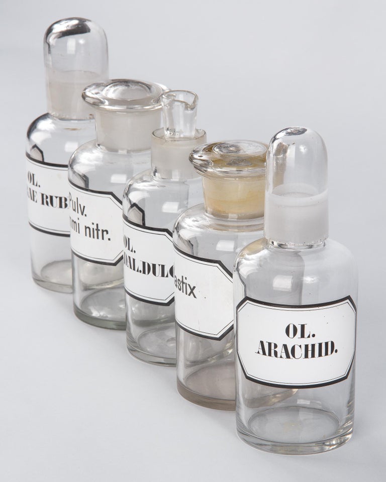French Glass Pharmacy Bottles, Early 1900s at 1stDibs