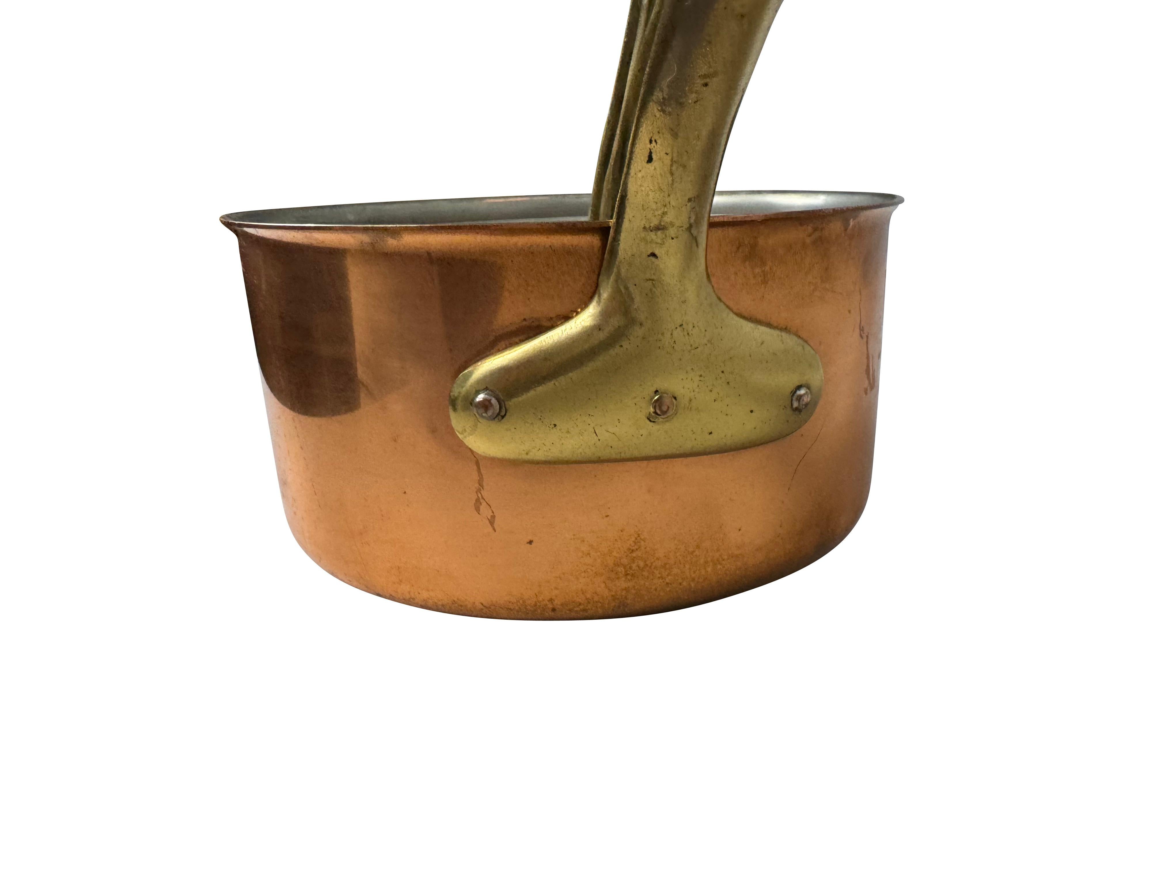 Set of Five French Graduated Copper Saucepans 8