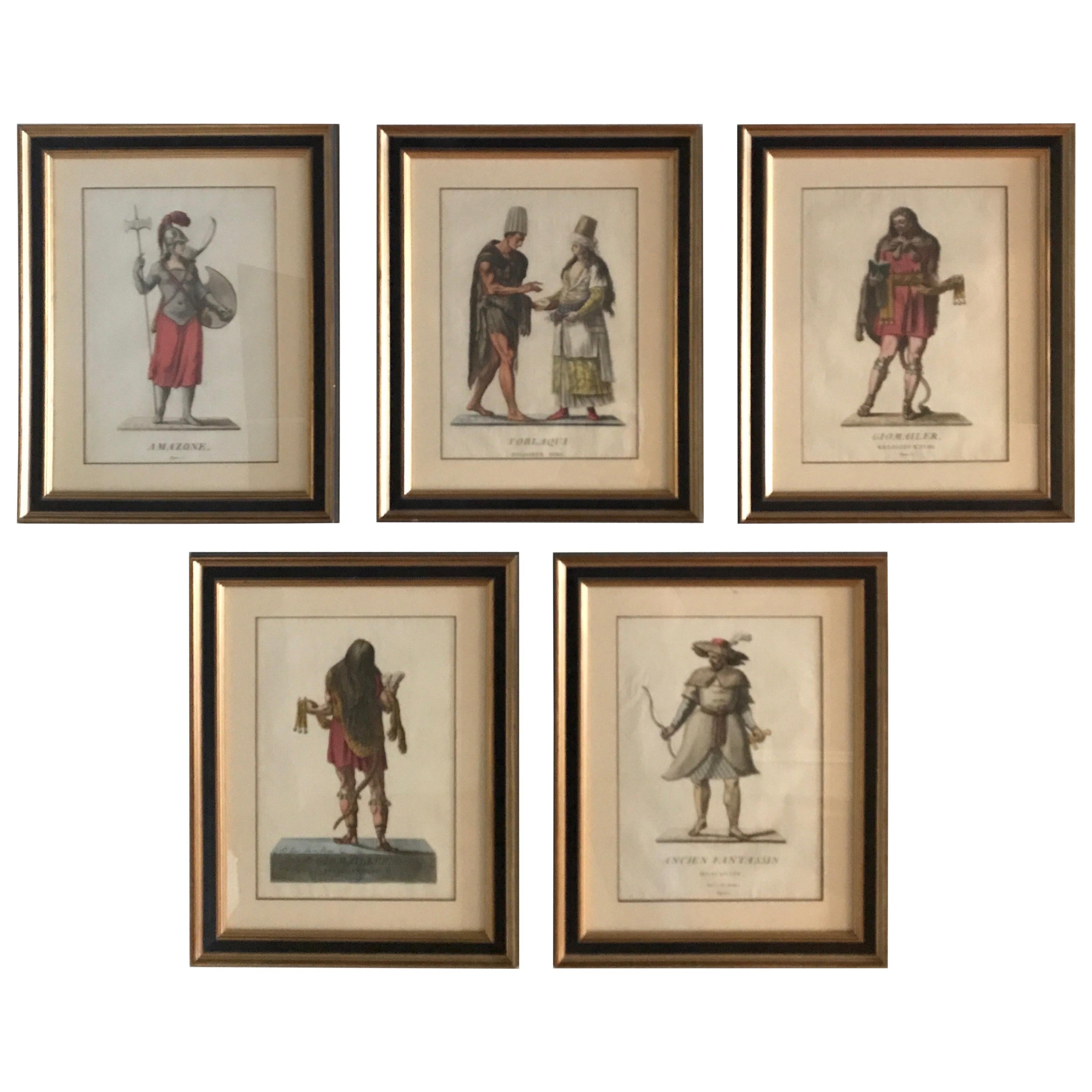 Set of Five French Hand Colored Engravings of Historic Turkish Figures