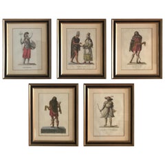 Set of Five French Hand Colored Engravings of Historic Turkish Figures