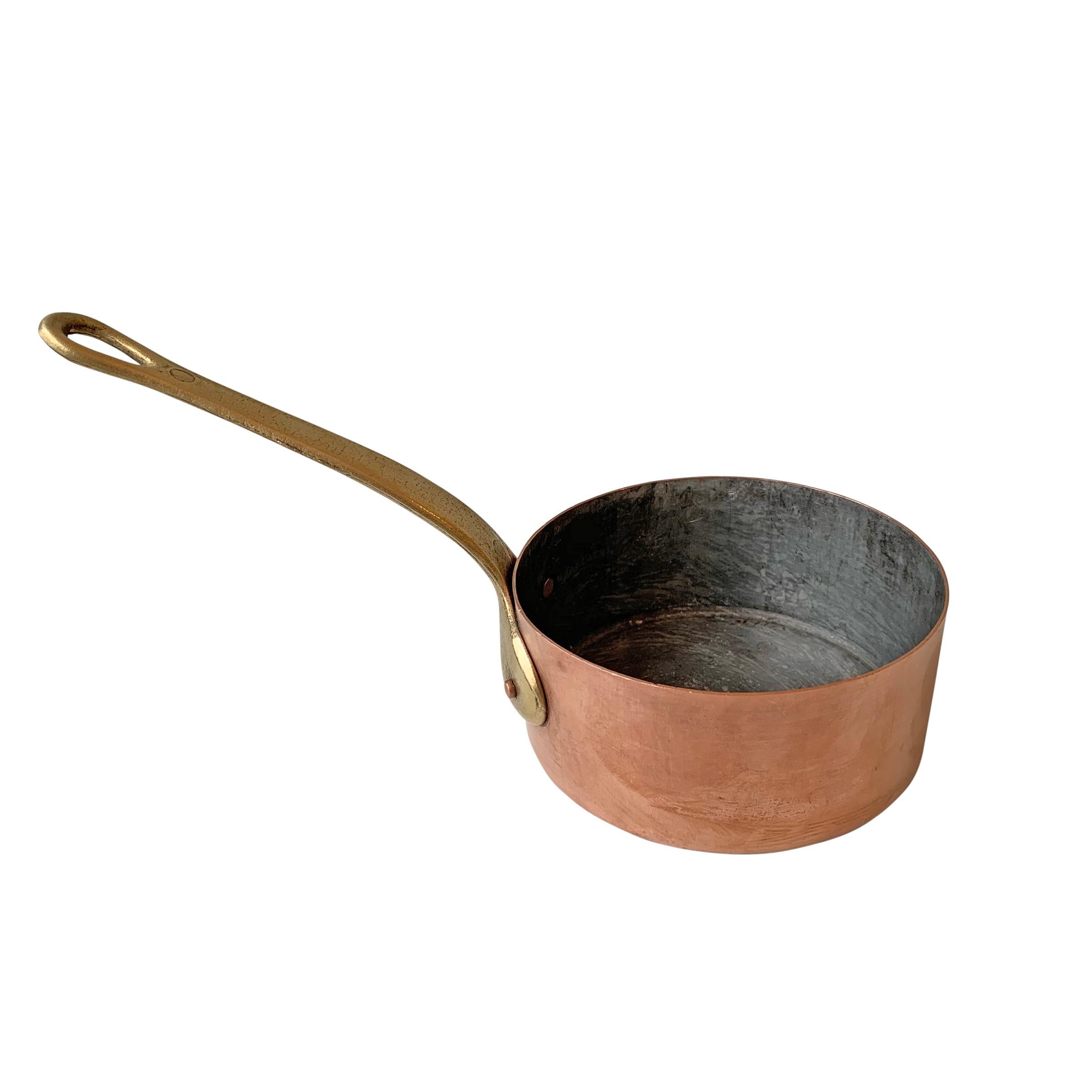 Country Set of Five French Miniature Copper Saucepans