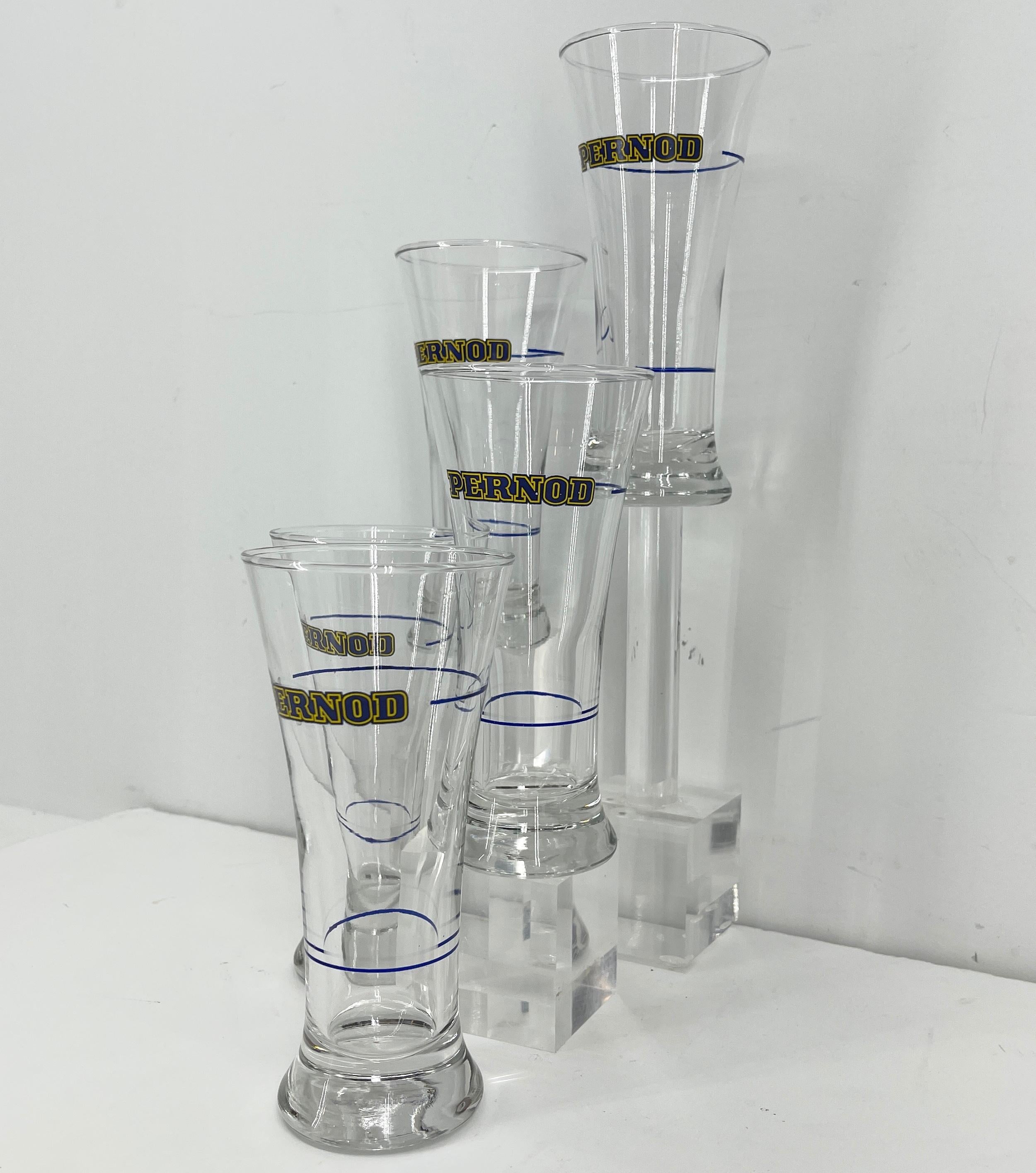 Set of Five French Pernod Glasses, Mid-Century Modern 9