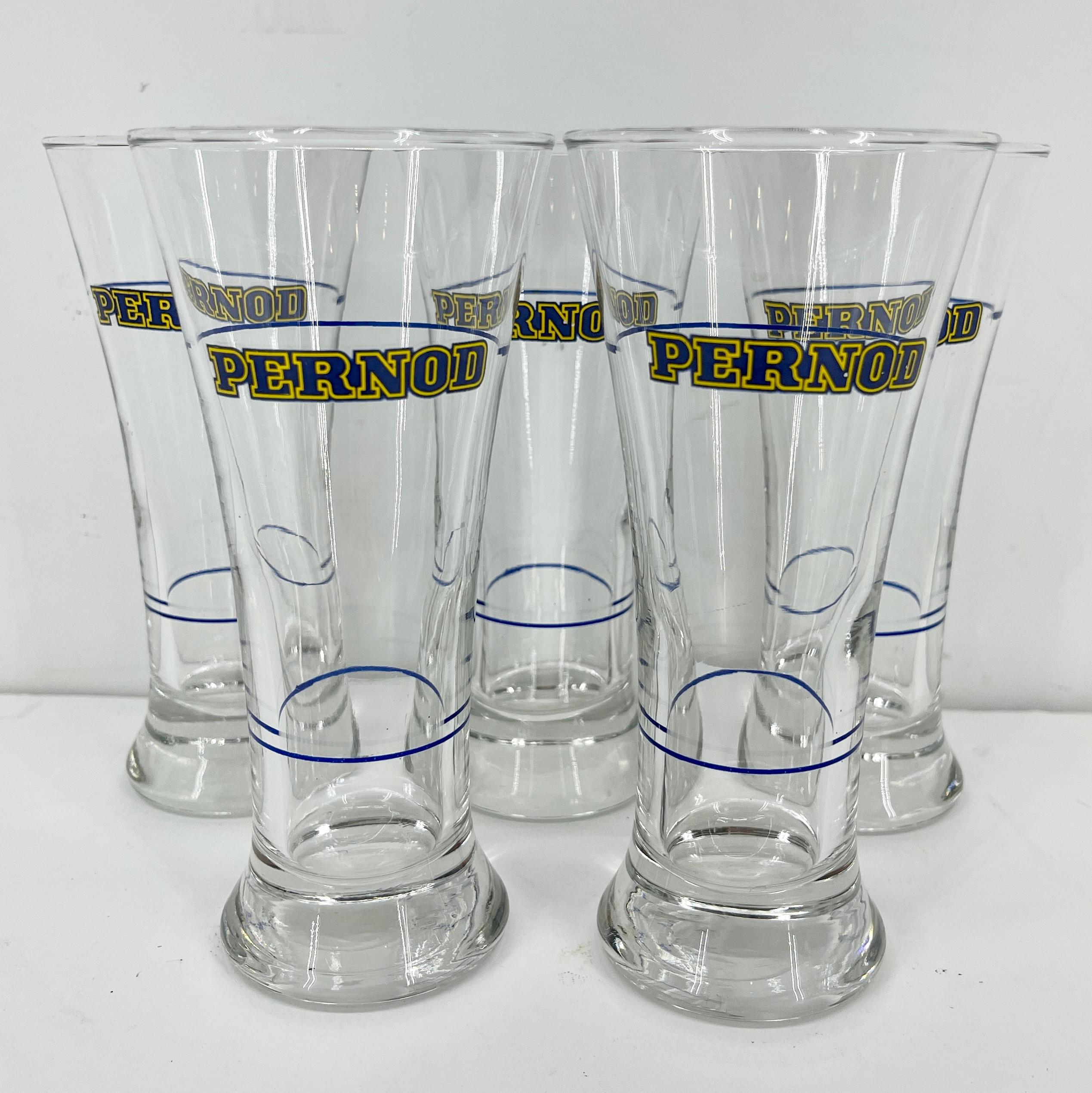 Set of Five French Pernod Glasses, Mid-Century Modern 1