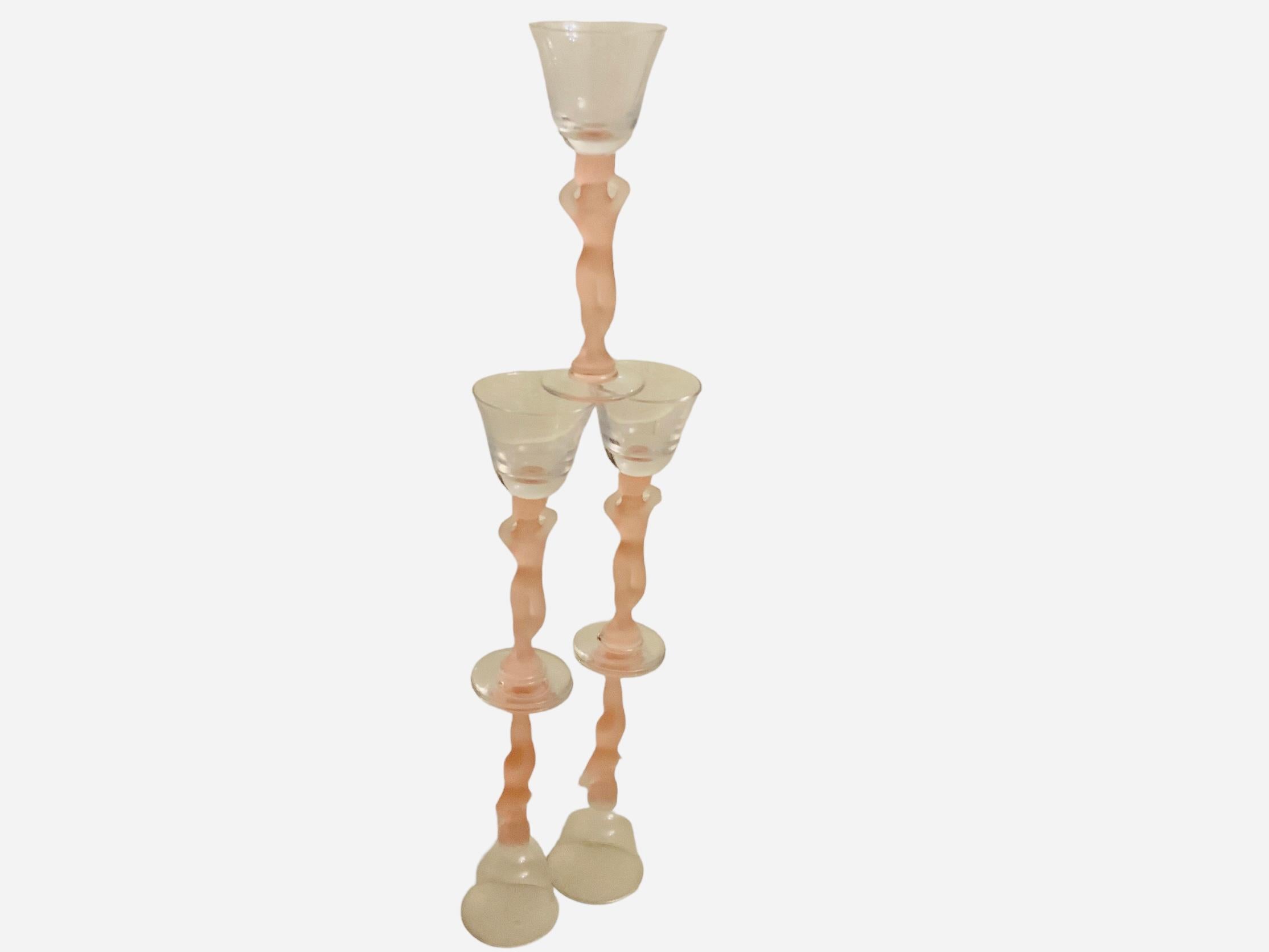 Set Of Five Frosted Nude Caryatids Figures Stem Liquor Glasses In Good Condition For Sale In Guaynabo, PR