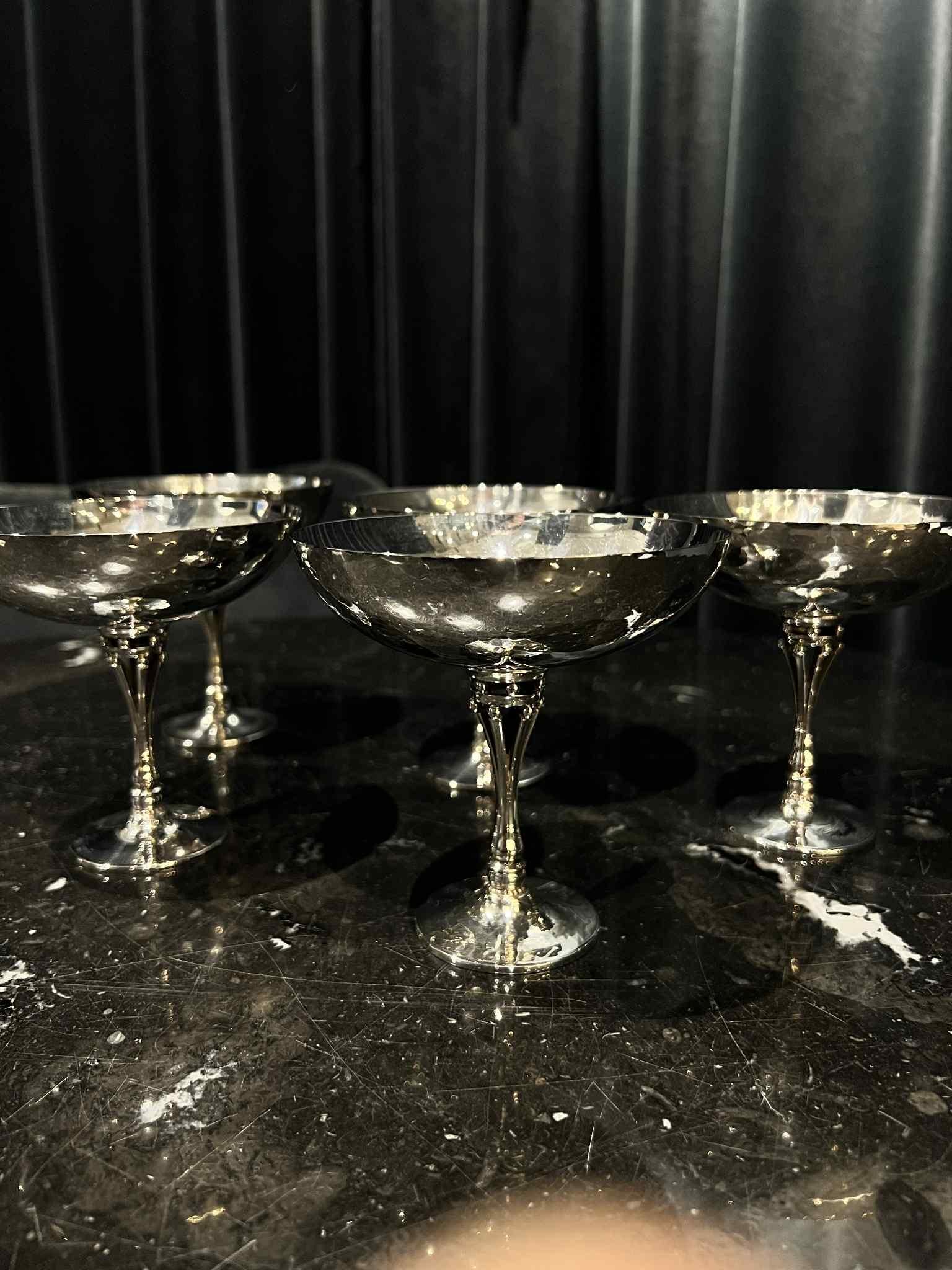 Polished Set of five Georg Jensen Sterling Silver Champagne/Dessert Coupes 532D For Sale