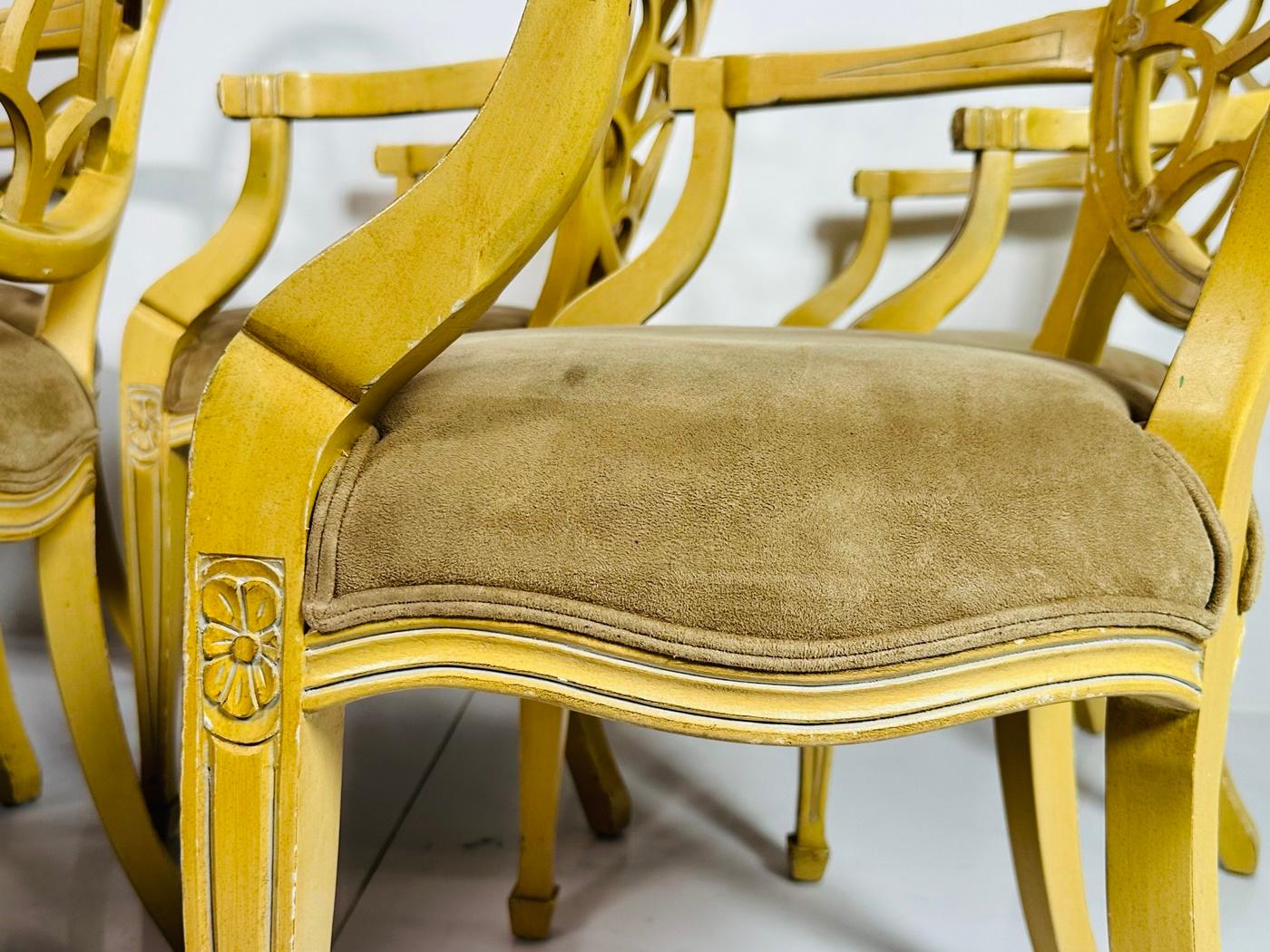 Satz von fünf Sesseln im Stil von George III mit Radrücken aus braunem Wildleder. im Angebot 4