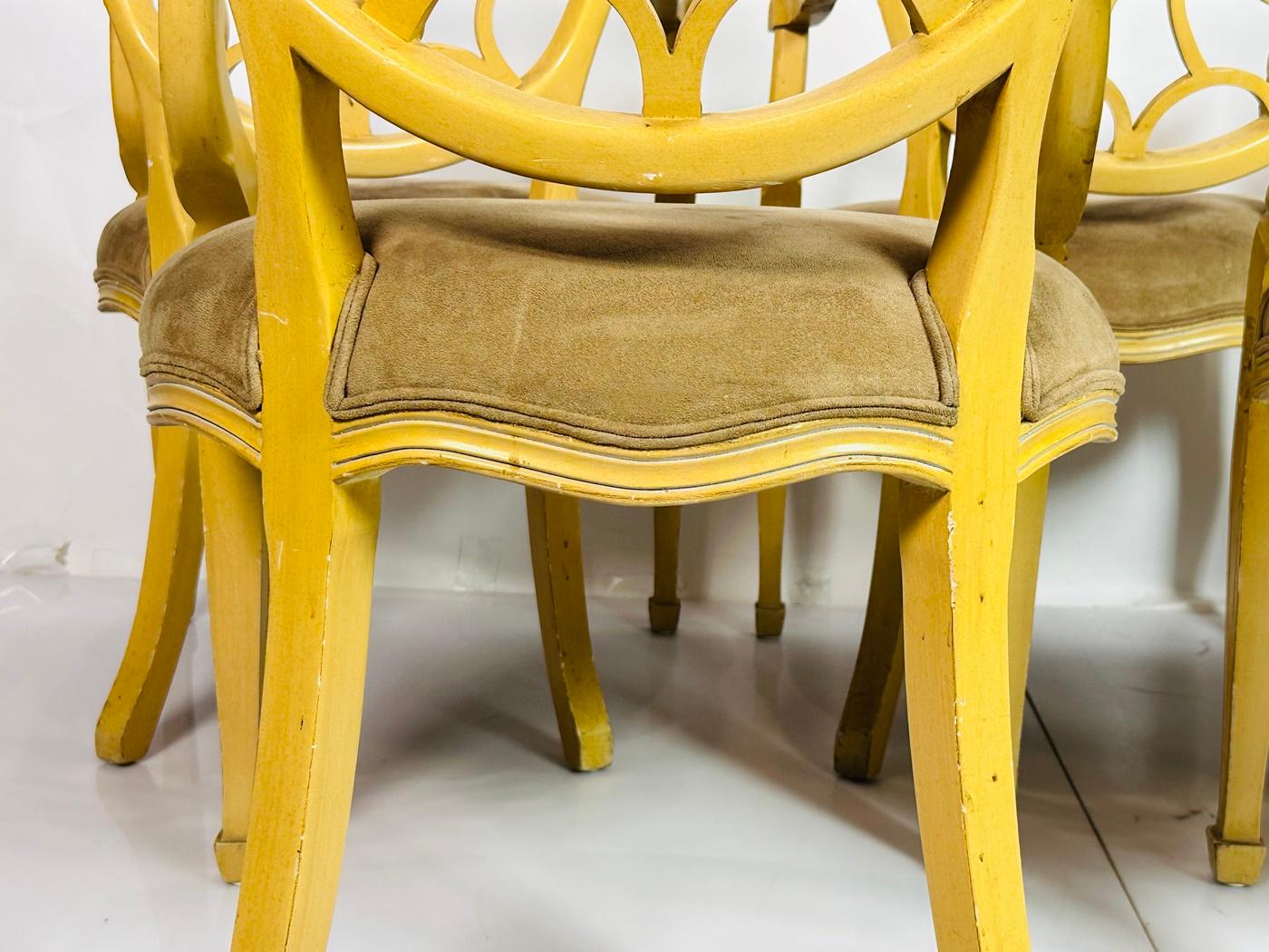 Satz von fünf Sesseln im Stil von George III mit Radrücken aus braunem Wildleder. im Angebot 10