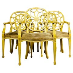 Satz von fünf Sesseln im Stil von George III mit Radrücken aus braunem Wildleder.