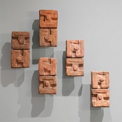 Set of Five Georges Jouve Terracotta Wall Lights – Brutalist Design