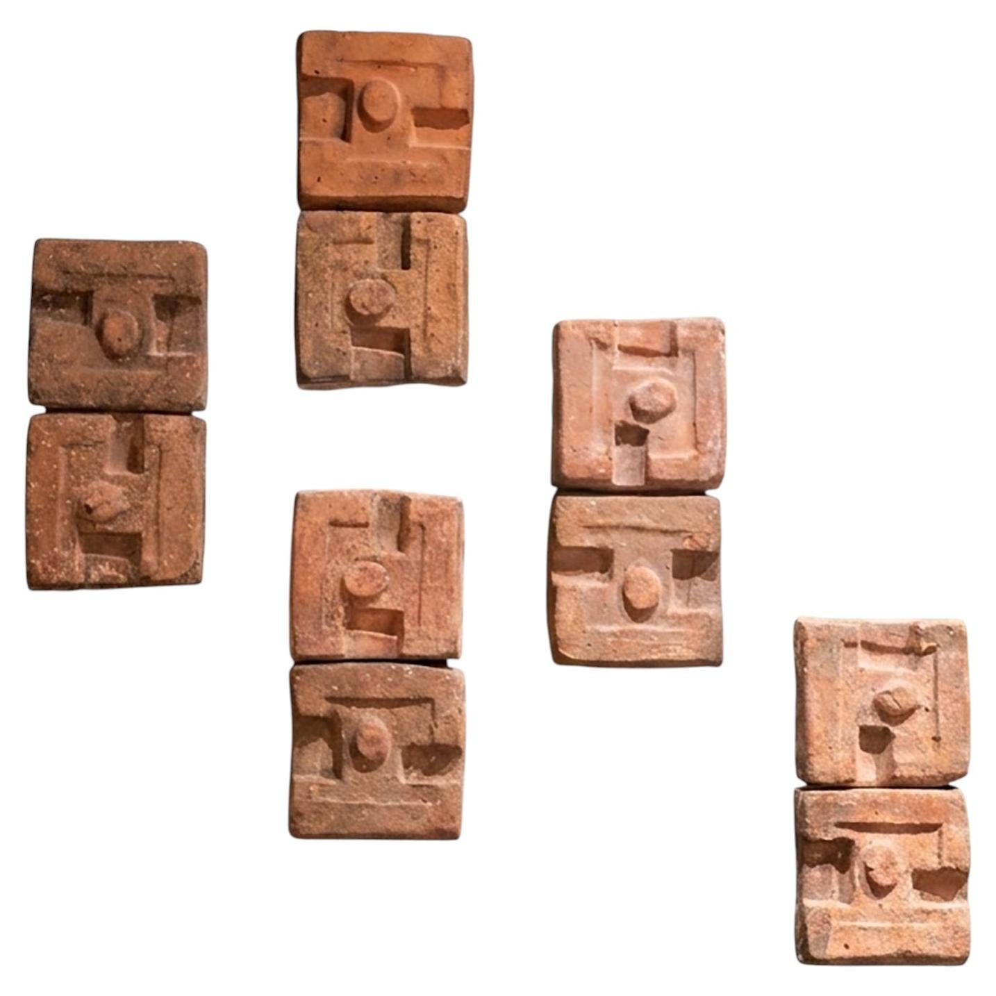 Set of Five Georges Jouve Terracotta Wall Lights – Brutalist Design For Sale