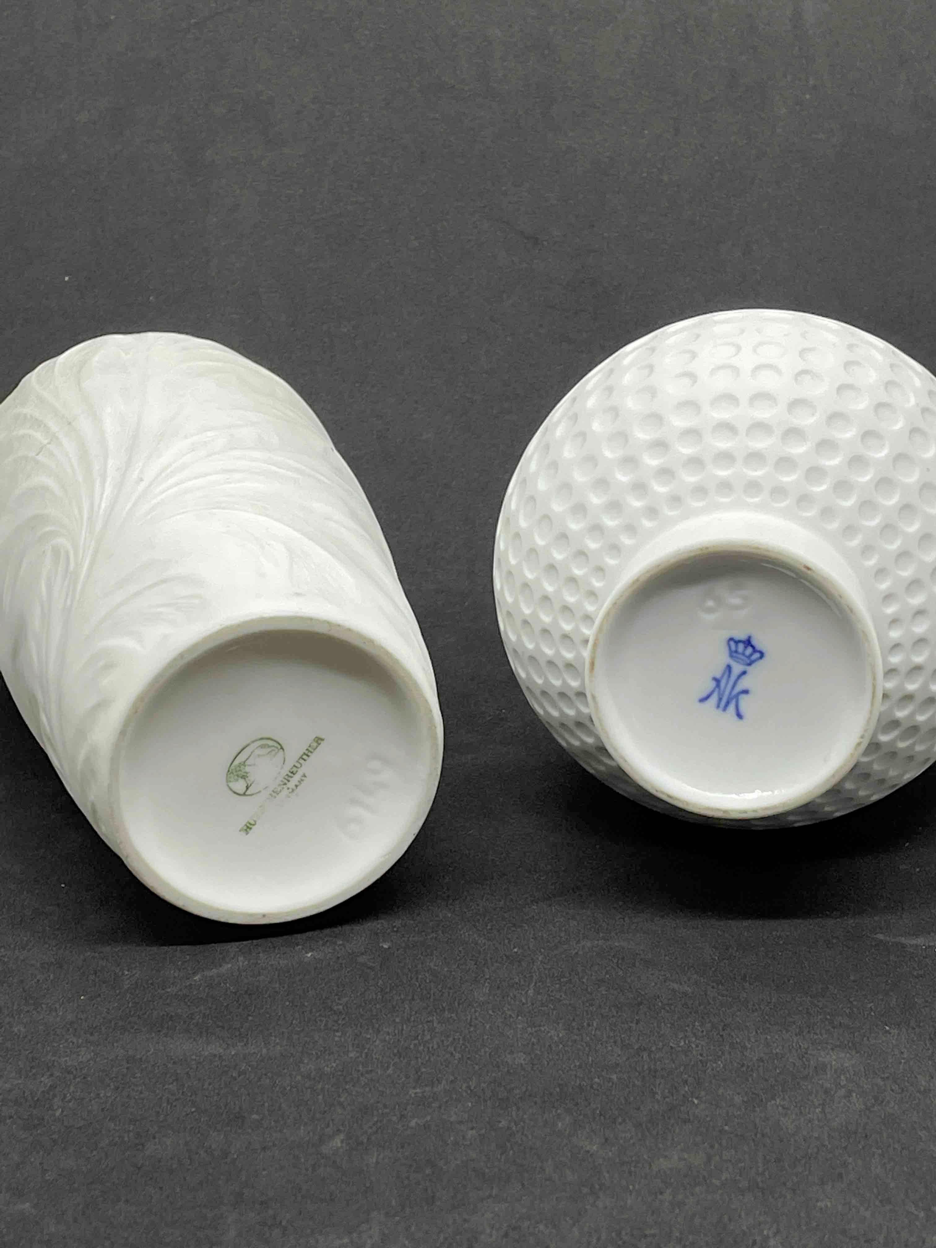 Set of Five German Vintage Textured White Bisque Porcelain Vases Hutschenreuther 9