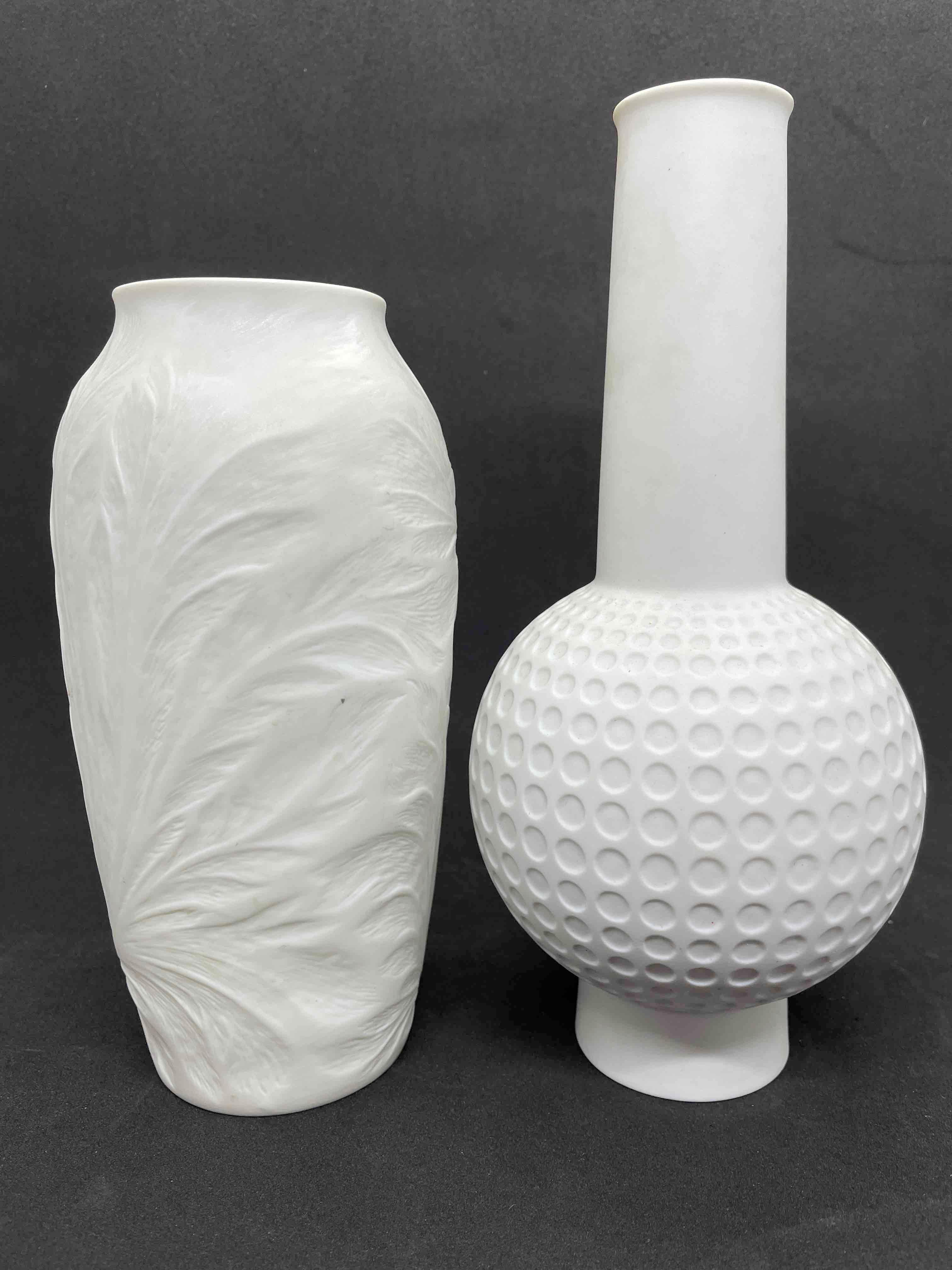 Set of Five German Vintage Textured White Bisque Porcelain Vases Hutschenreuther 1
