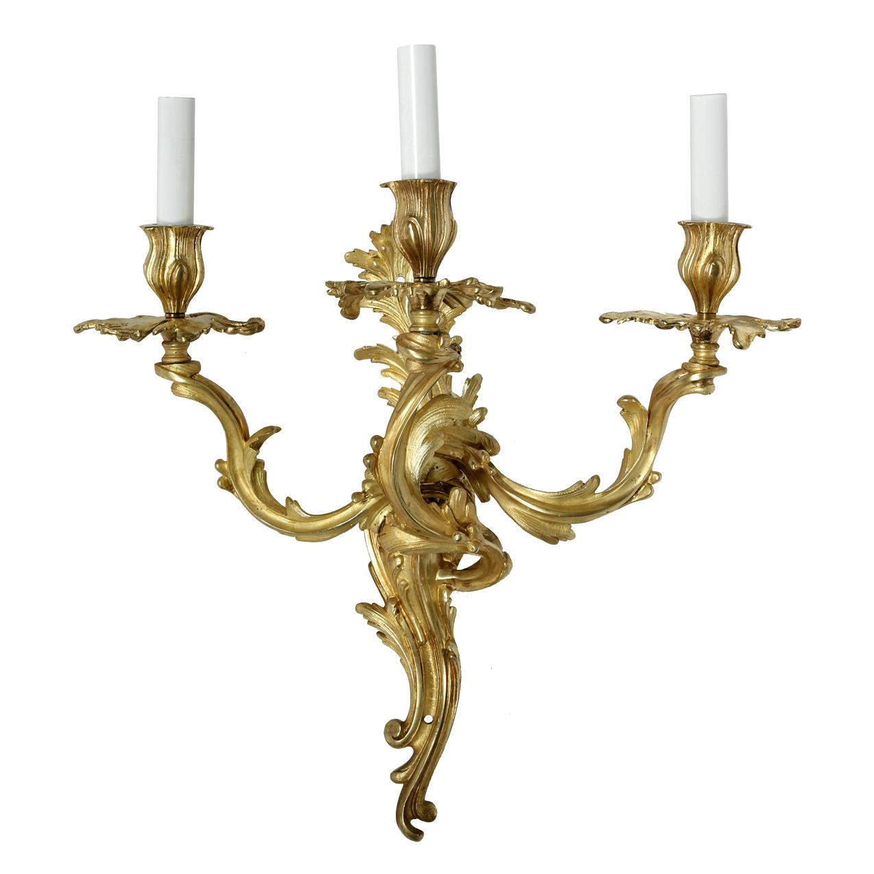 20th Century Set of Five Gilt Bronze Louis XV Style Sconces