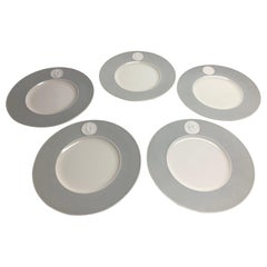 Set of Five Gray Royal KPM Arcadia Pattern Siren Plates
