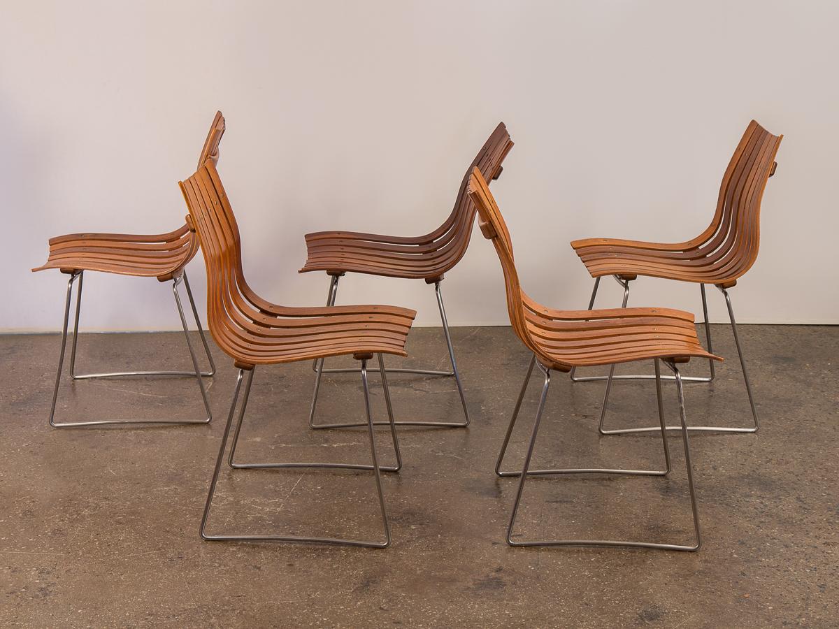Norwegian Set of Five Hans Brattrud Scandia Dining Chairs
