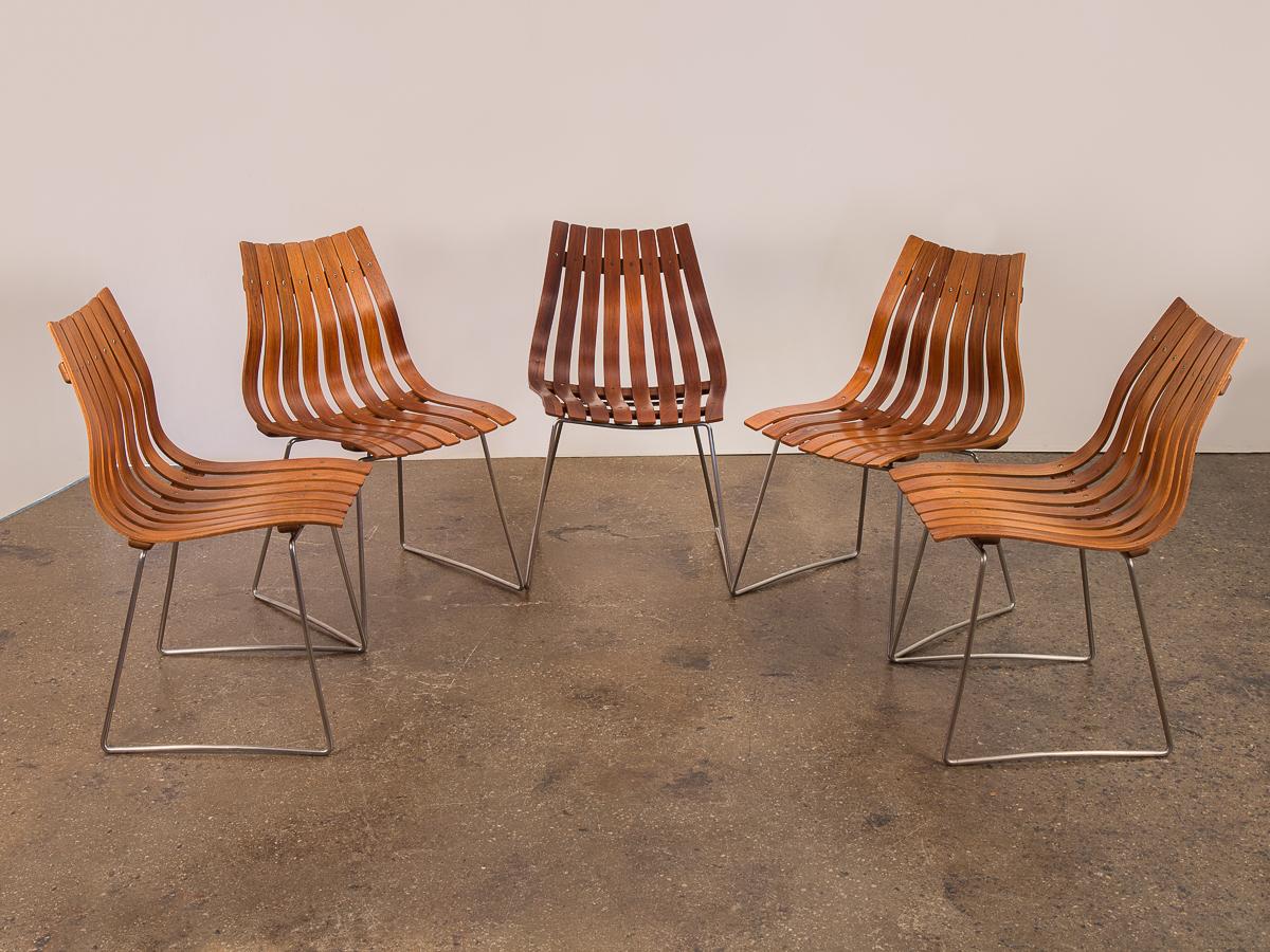 Set of Five Hans Brattrud Scandia Dining Chairs In Good Condition In Brooklyn, NY