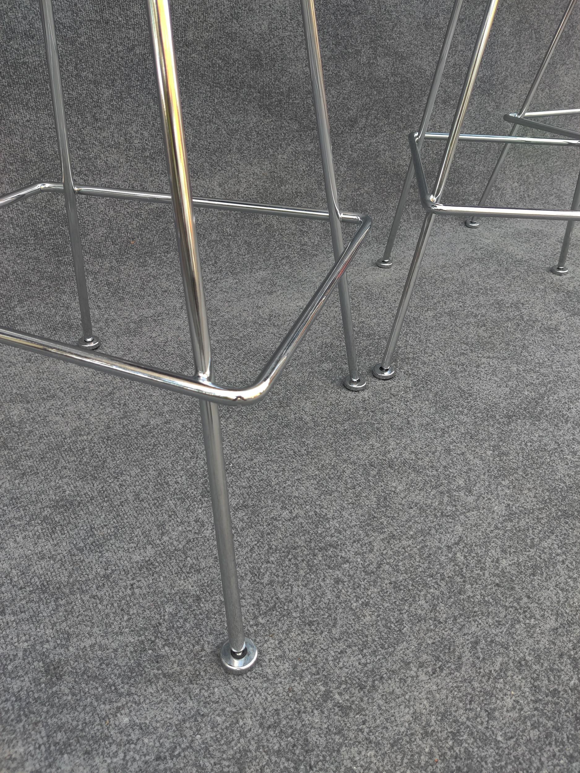 Set of Five Harry Bertoia for Knoll Barstool in Chrome & Black Leatherette 5