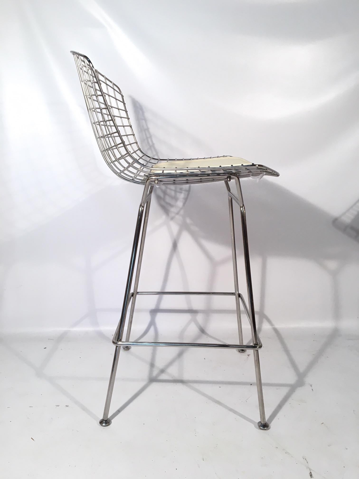Hollywood Regency Set of Five Harry Bertoia for Knoll Chrome Wire Bar Stools
