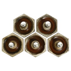 Set of five hexagonal "Fat Lava" ceramic wall lamps by Hustadt, Germany 1960s