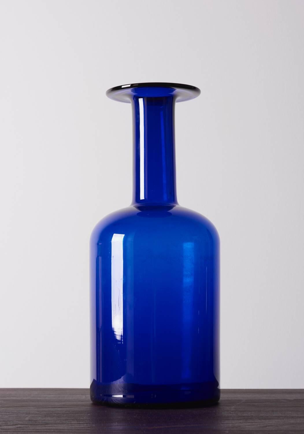 Danish Set of Five Holmegaard Gulv Vases by Otto Brauer in Blue