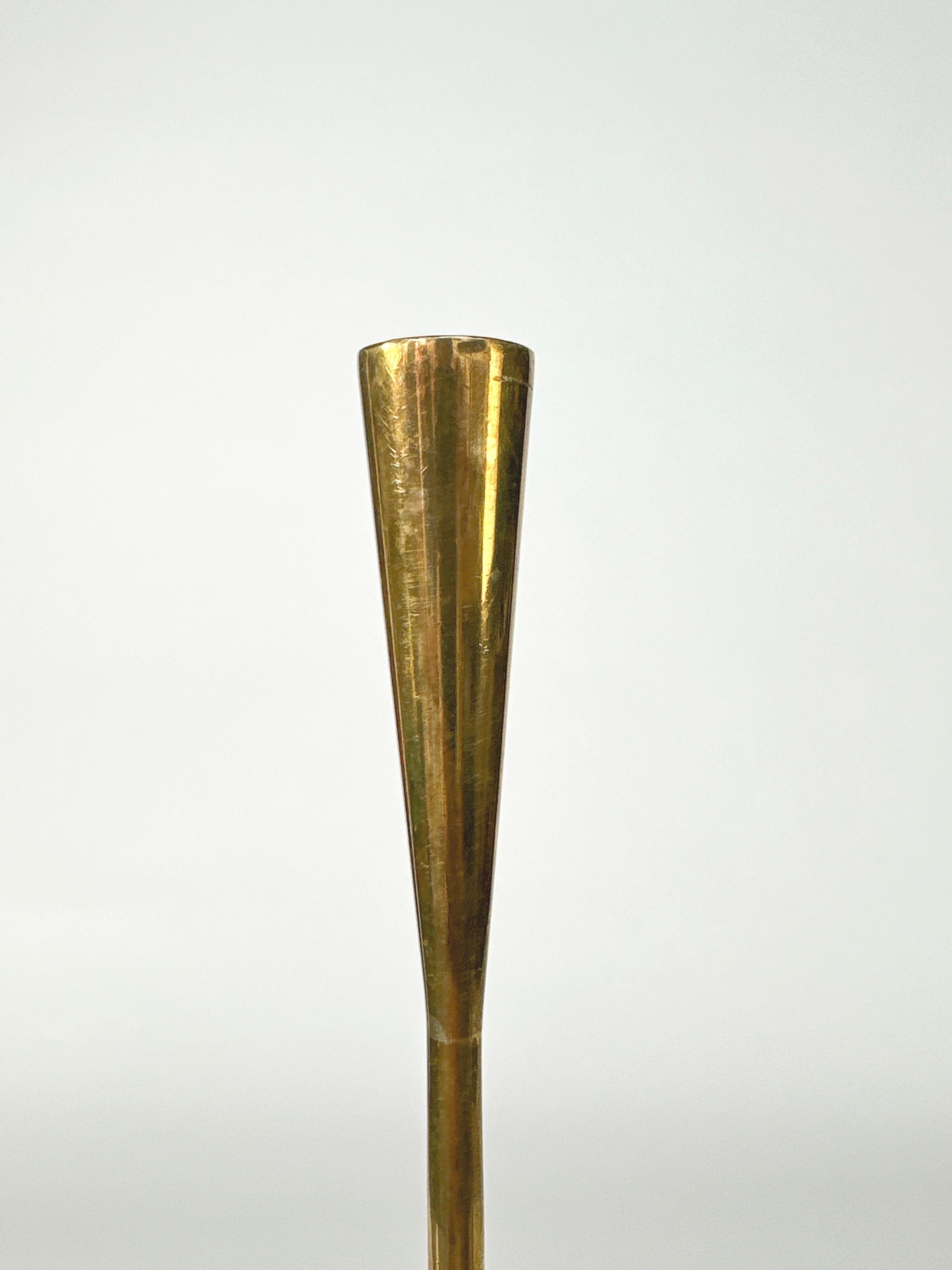 Set of Five Illums Bolighus Candle Holders Serpentine Brass Denmark 1950s 7