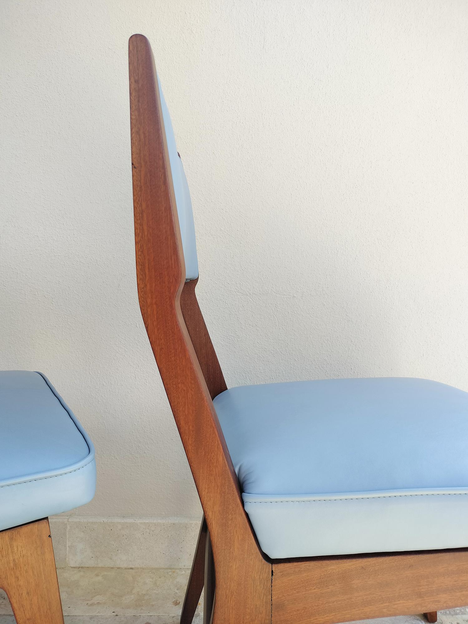 Leather Set of Five I.S.A. Bergamo Chairs Attributed to Gio Ponti 1950s For Sale