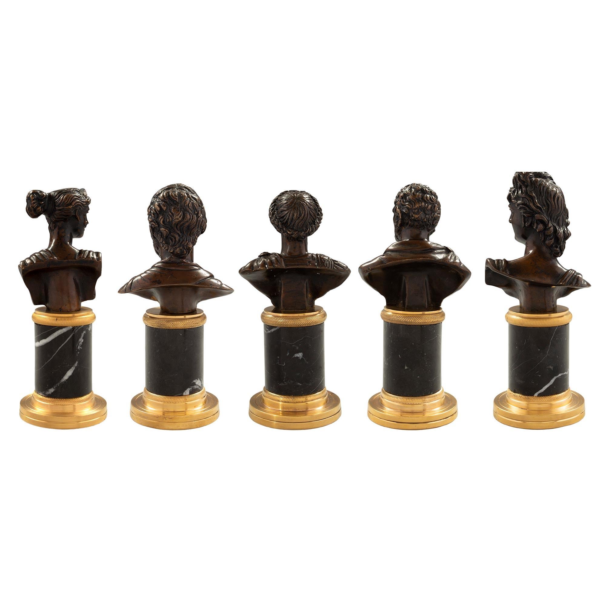 Set of Five Italian 19th Century Neoclassical St. Bronze and Ormolu Statuettes In Good Condition In West Palm Beach, FL