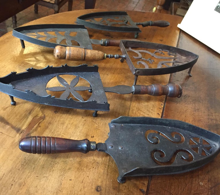 Set of Five Italian Antique Iron Trivets Assorted Wrought Iron Rests from 1780 For Sale at 1stdibs
