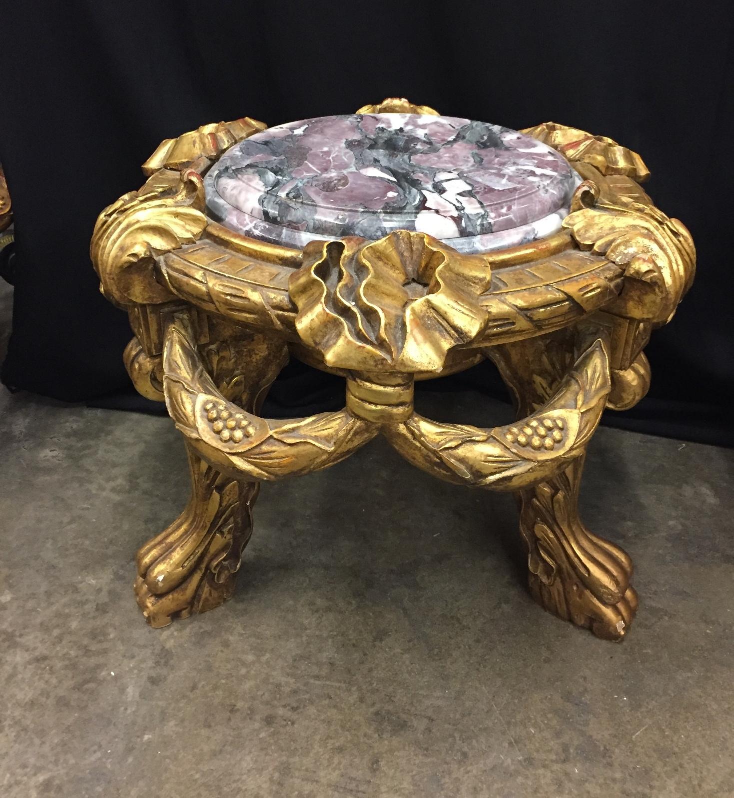 Set of Five Italian Carved Giltwood Low Tables 10