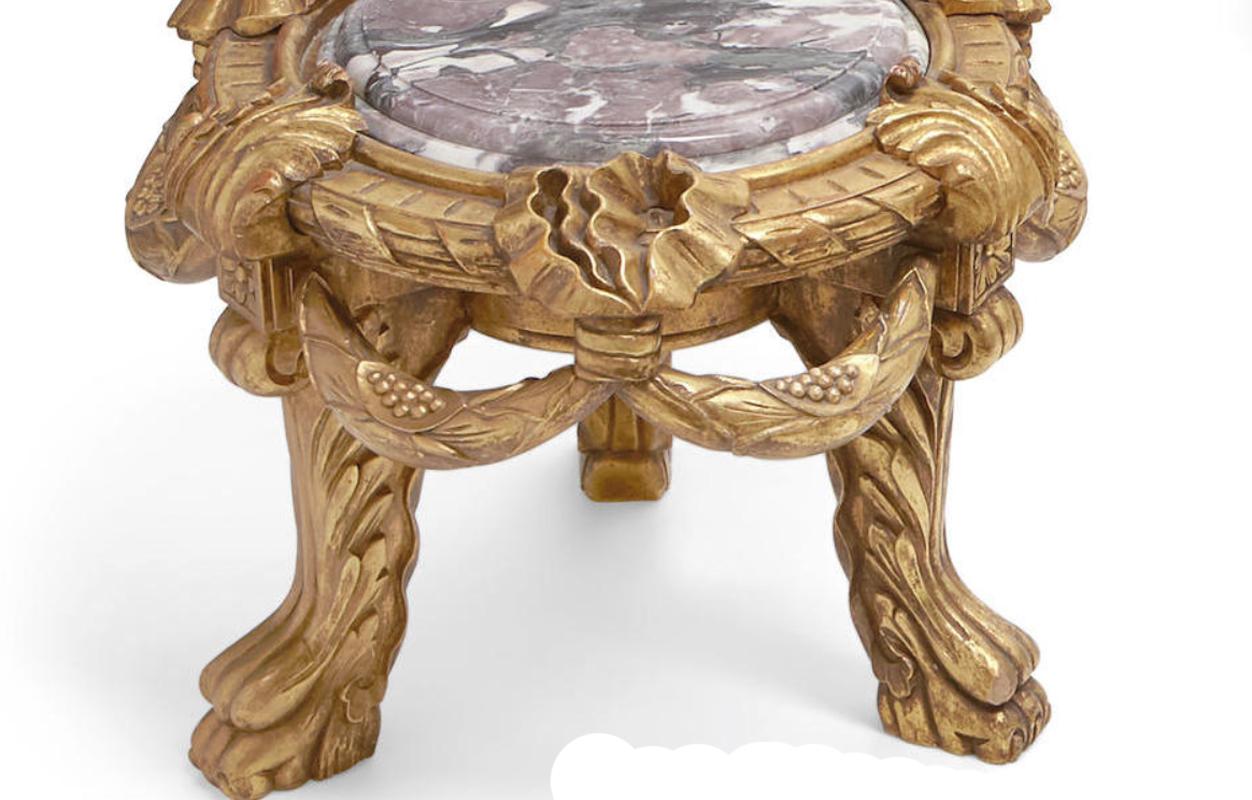 20th Century Set of Five Italian Carved Giltwood Low Tables