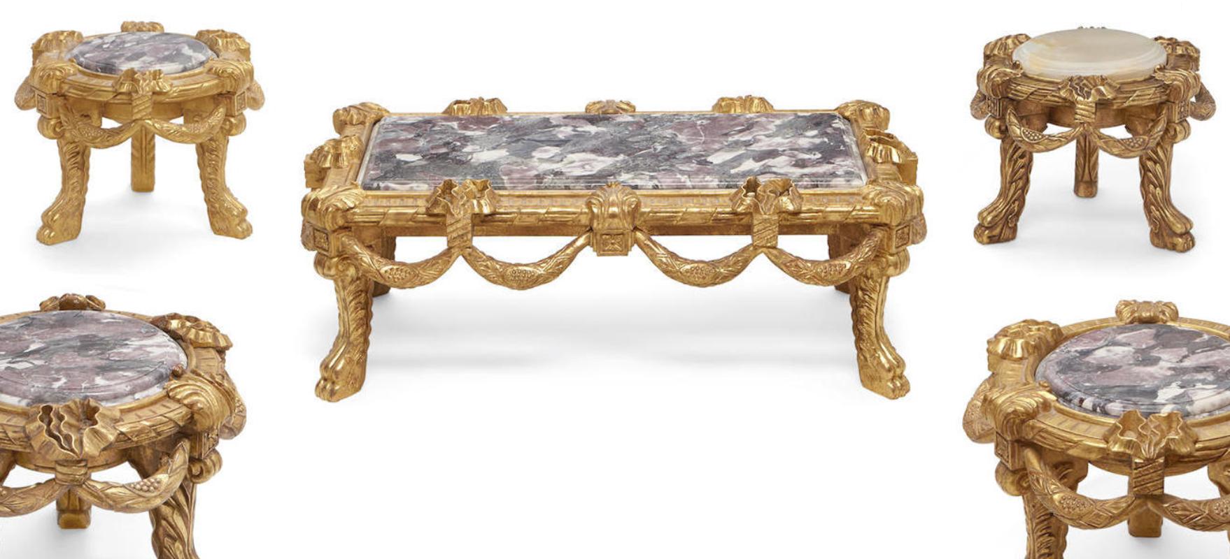 Set of Five Italian Carved Giltwood Low Tables 2