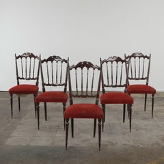 Set of Five Italian Chiavarine Chairs, 1960s