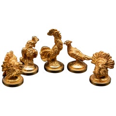 Set of Five Italian Gilded Bird Place Card Holders
