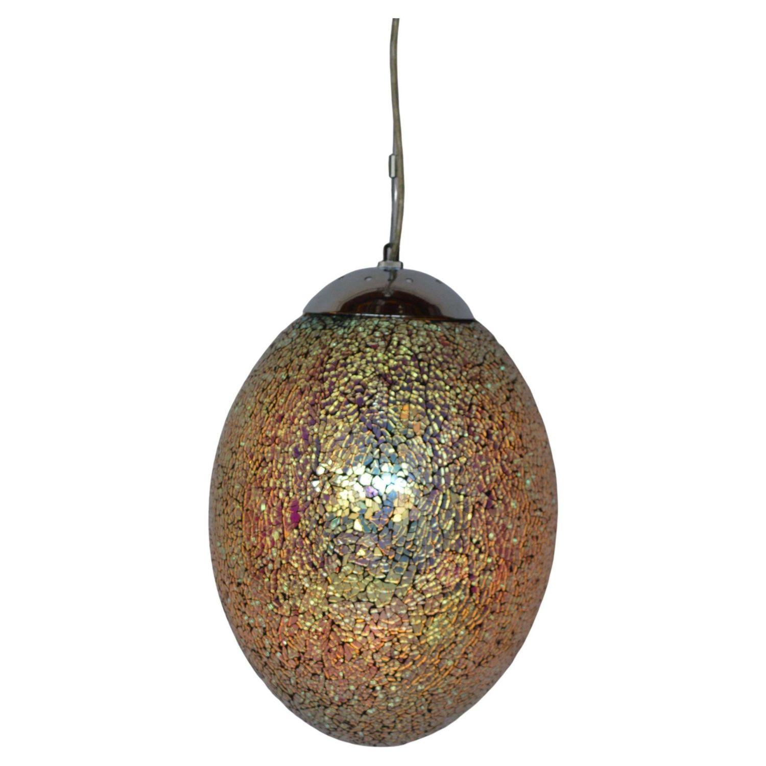 Set of five Italian iridescent cracking glass pendant, 1980s.