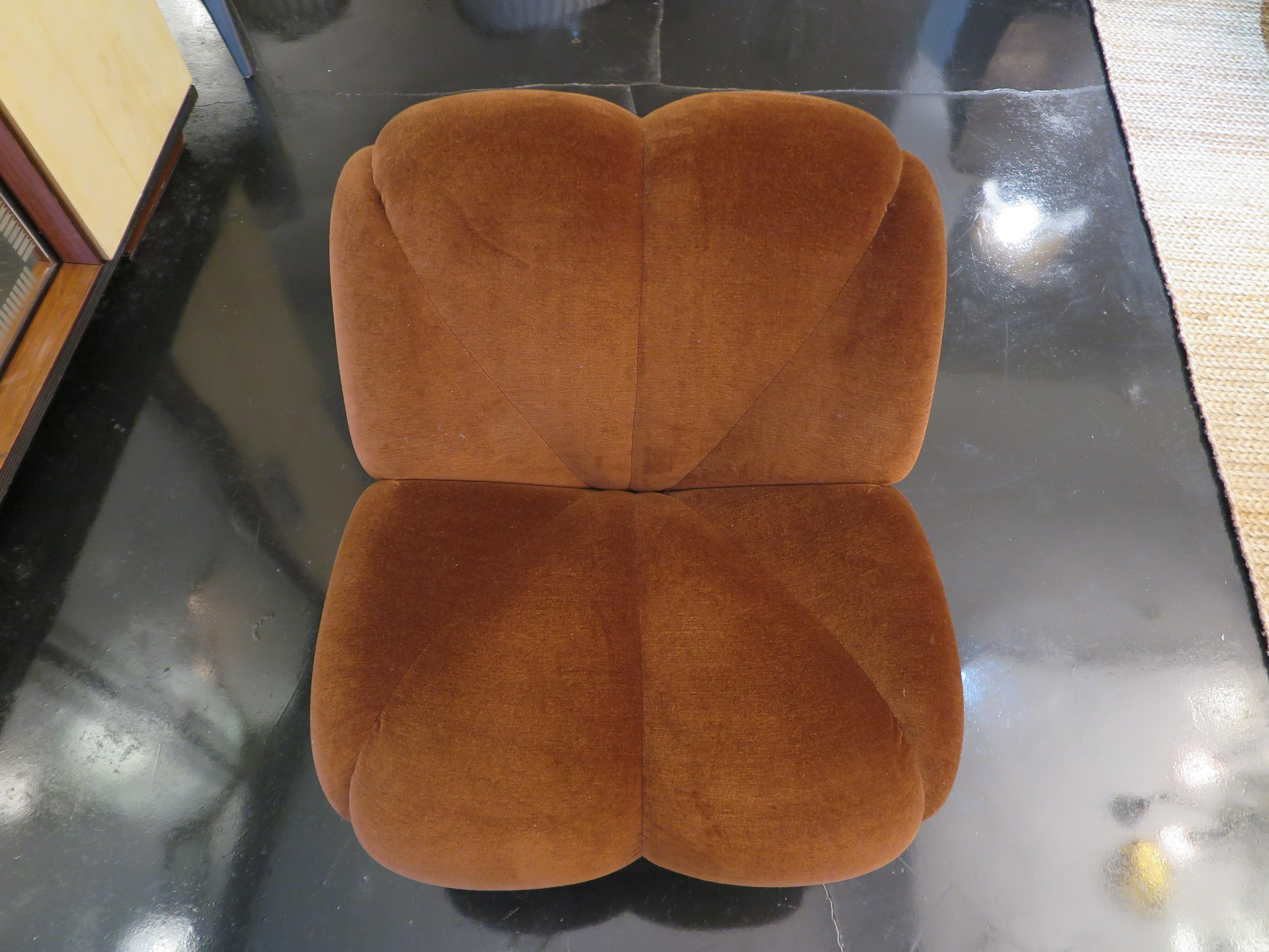 Mid-20th Century Single Italian Mid-Century Slipper Chair - walnut feet and original upholstery For Sale