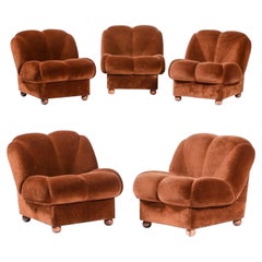 Set of Five Italian Mid-Century Slipper Chairs