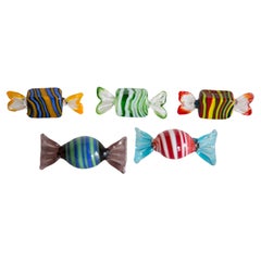 Set of Five Italian Murano Pop Art Glass Candies Drops Pieces, 1960s